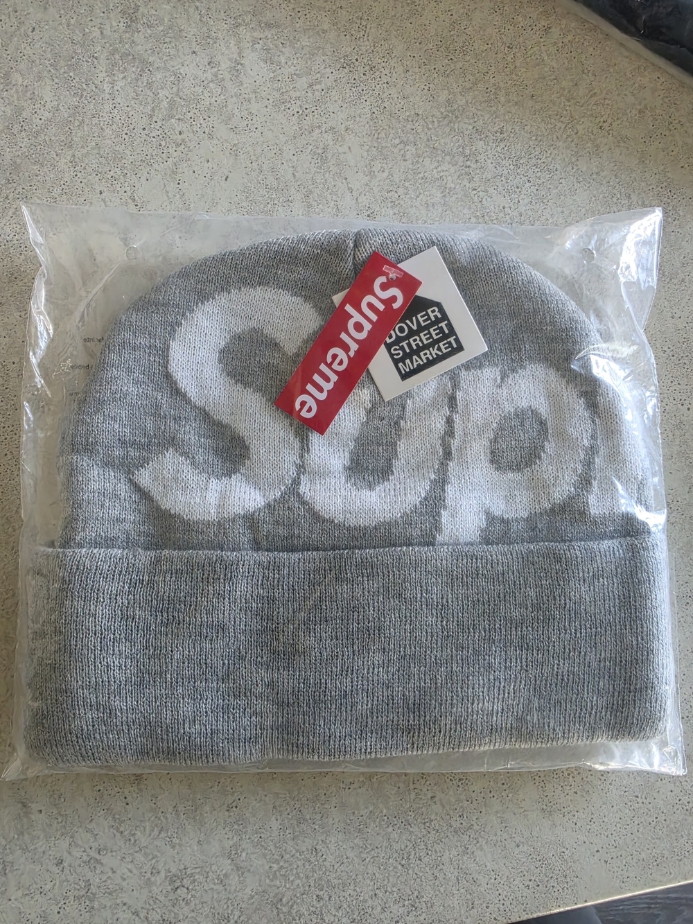 Supreme Gray & White Kids Logo Beanie